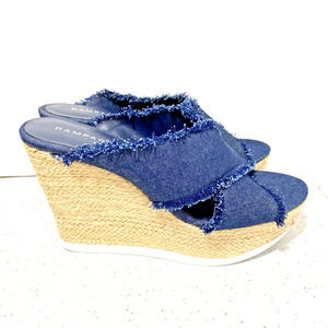 Rampage blue denim platform high heel sandals US size 9.5M slides casual shoes